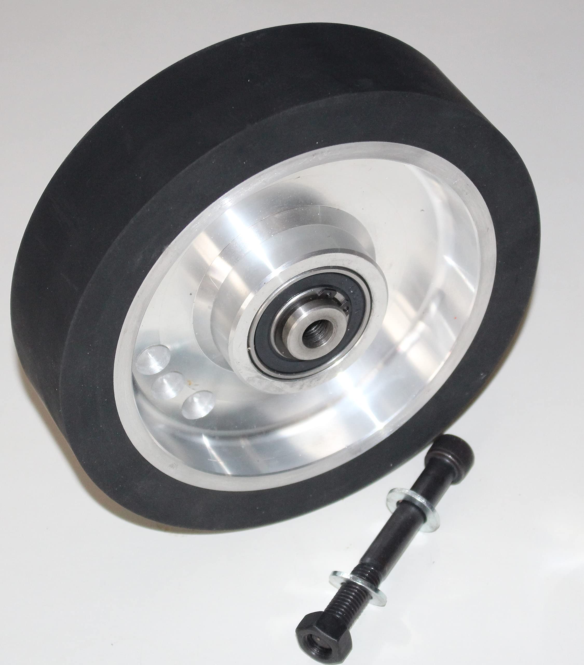 200 x 50 mm Rubber Contact Wheel Belt Sander Smooth Surface Aluminium Core - With 12 mm Shaft - Ready for Assembly