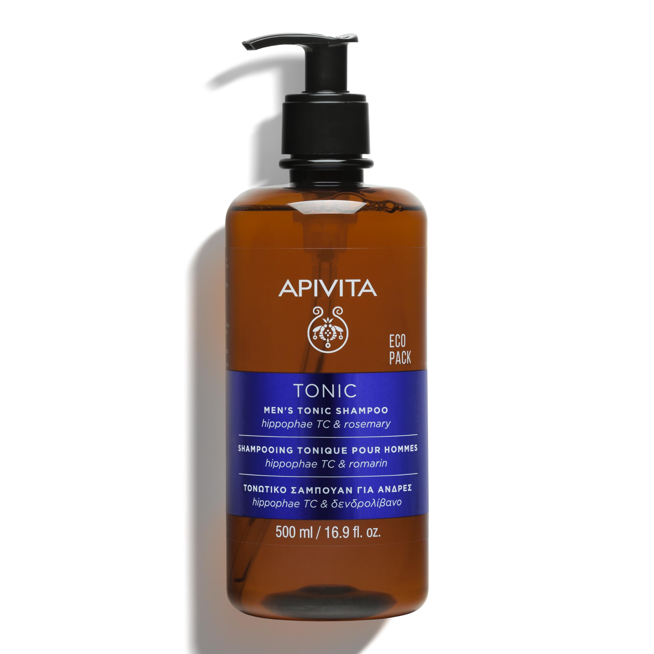 Apivita Tonic Shampoo for Men Thinning Hair 500ml - Natural Hair Loss Shampoo with Patented Hippophae Tonic Complex, Rosemary and Propolis - Promotes Healthy Hair Growth, Strengthens, Offers Volume