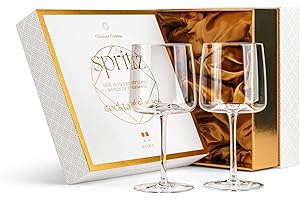 Crystal Aperol Spritz Cocktail Glasses | Set of 2 | 15 oz Long Stemmed Goblets for Drinking Limoncello, Campari and Hugo Spri