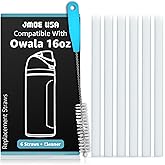 Jmoe USA Straws for 16oz Owala Kids Freesip Water Bottle | Replacement Plastic Straws Designed for Owala Kids 16 oz Bottle | 6-Pack Includes Cleaning Brush | Food Grade & BPA Free