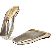 YYBYYB Women's Mules Flats Closed Square Toe Slip On Backless Fashion Casual Dress Shoes