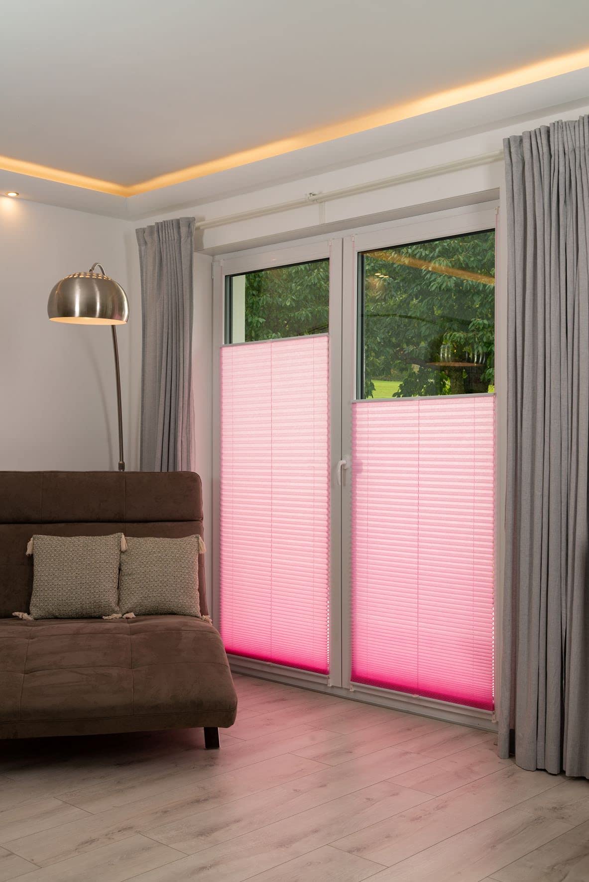 Khome Klemmfix Pleated Blind, Pink, B50 x H130 cm