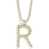 BaubleBar Oversized Initial Pisa Necklace for Women, Gold-Plated Beaded Necklace, Perfect Personalized Gift