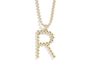 BaubleBar Oversized Initial Pisa Necklace for Women, Gold-Plated Beaded Necklace, Perfect Personalized Gift