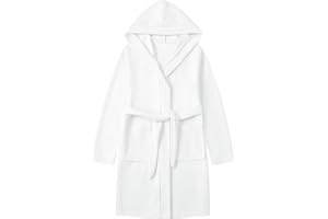 Umeyda Boys Girls Hooded Robe Kids Soft Waffle Cotton Robes Spa Bathrobe Pajamas Sleepwear, 3-12 Years