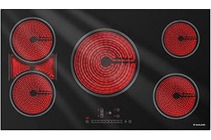 GASLAND 36 Inch Electric Cooktop, 5 Burners Glass Stove Top, ETL & FCC Certificated, 9200W Built-in Radiant Ceramic Cooktop, Slide Touch Control, Child Safety Lock, Hot Surface Indicator, 240V