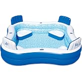Blue Wave Premier Family Inflatable Pool with Seats &ndash; 88-in x 88-in x 26-in Four-Seater Pool for Backyard Fun &ndash; Durable 4-Person Inflatable Pool with Cover, Drain Plug &amp; Repair Patch