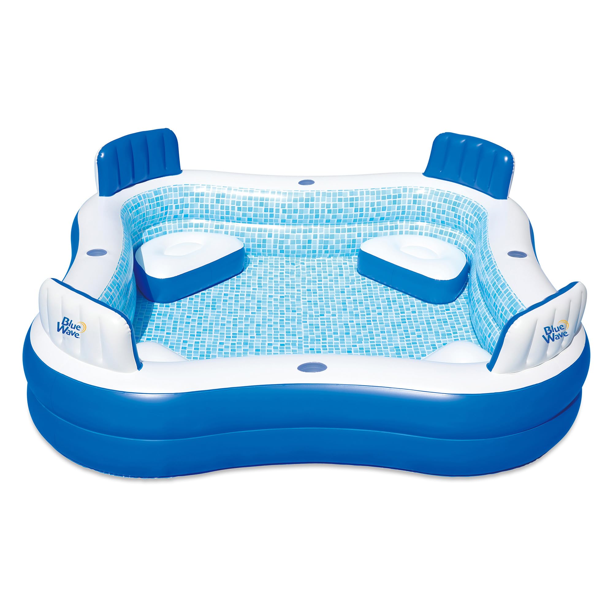 Photo 1 of Blue Wave Premier Family Inflatable Pool with Seats – 88-in x 88-in x 26-in Four-Seater Pool for Backyard Fun – Durable 4-Person Inflatable Pool with Cover, Drain Plug & Repair Patch