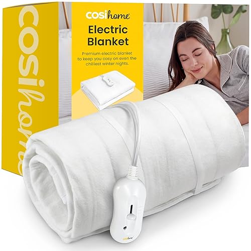 Cosi Home Single Electric Blanket - Premium Microfleece, Soft Touch Heated Fitted Mattress Underblanket, Cover, Bed Warmer Pad - 3 Heat Settings & Machine Washable - 65 x 135cm