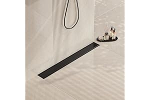 Neodrain 24 in Matte Black Linear Shower Drain- with 2-in-1 Flat & Tile Insert Cover, 304 Stainless Steel Rectangle Shower Floor Drain,Floor Shower Drain