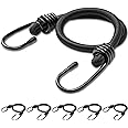Aegero 18inch Bungee Cords with Hooks,6Pcs Heavy Duty Extra Strong Outdoor Elastic Rope,Multi-Purpose Elastic Bungee Straps for Luggage,Camping,Tarps,Bike Rack,Outdoor Tent,Weatherproof（Black）