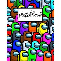 Among Us Sketchbook: Best blank white pages with premium art paint among us characters cover for painting, drawing…