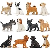 TOYMANY 12PCS Mini Dog Figurines Toy Set, Realistic Detailed Plastic Puppy Figures Playset, Hand Painted Dogs Animals Toy, Ca