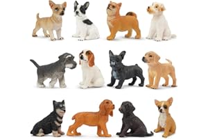 Toymany 12PCS Mini Dog Figurines Toy Set, Realistic Detailed Plastic Puppy Figures Playset, Hand Painted Dogs Animals Toy, Cake Toppers Easter Eggs Christmas Birthday Gift for Kids Toddlers