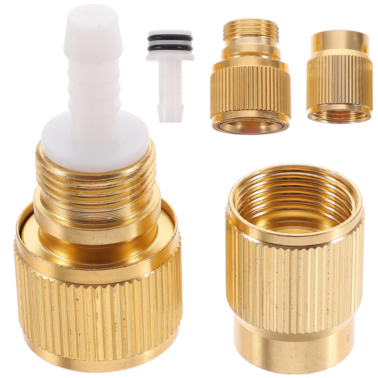 Housoutil Expandable Hose Repair Kit, 2PCS Faucet Quick Connector Plug Adapter, Expandable Brass Water Hose Connector Repair Kit for Outdoor Use