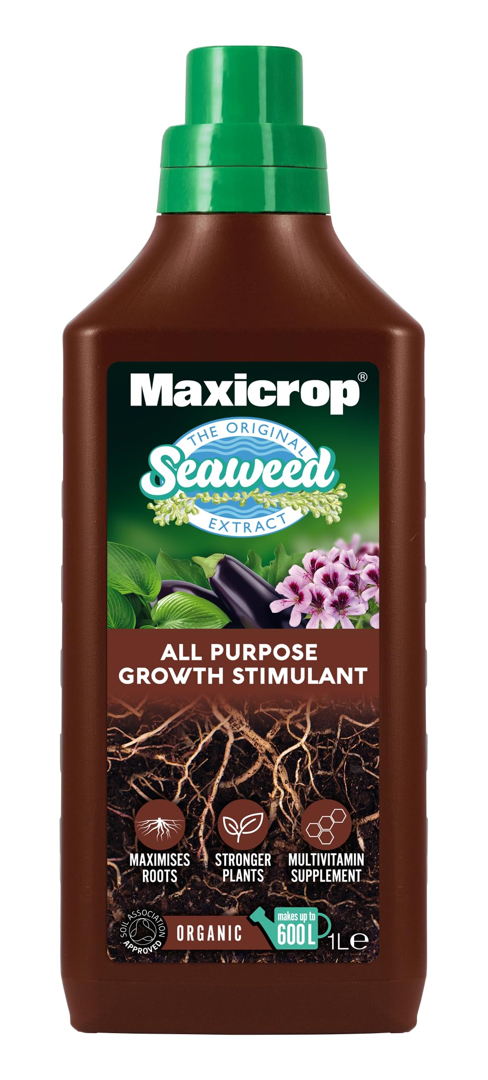 Maxicrop All Purpose Plant Growth Stimulant, 1L - Natural Seaweed Based Liquid Biostimulant - Multivitamin Boost for All Garden Plants - Strong Roots - Healthy Growth - Builds Resilient Crops
