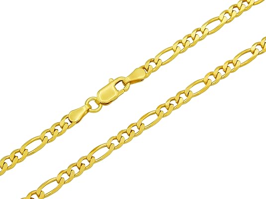 Figarokette 925 Sterling Silber vergoldet 3,5mm breit Länge wählbar 45 50 55 cm Silberkette Halskette Gold Kette Damen