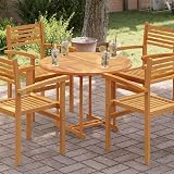 vidaXL Solid Teak Wood Round Tabletop 2.5cm 90cm Weather Resistant Outdoor view 2