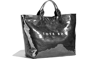 BBIQI Tote Bag for Women Large PVC Tote Bag Letters Print Handbag Kraft Paper Tote Bag Clear Plastic Tote Bag for Work Hobo Handbag