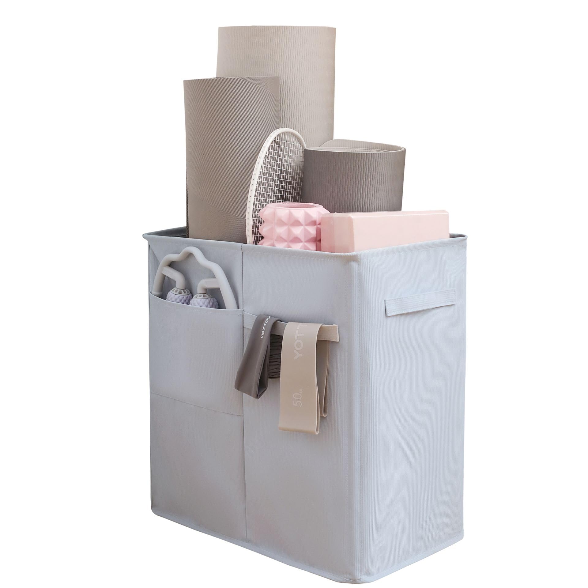 Photo 1 of CANFOD Yoga Mat Storage Rack - Home Gym Organizer for Foam Roller, Yoga Strap, Thick Yoga Mats, Resistance Bands - Corner Storage (Bluish Grey, X-Large)