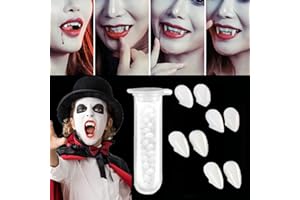 Xing Chen Hai Yang Fangs for Cosplay,Vampire Teeth,Fangs,Vampire False Teeth,Hallowen Fangs,Vampire Fangs,Vampire Teeth with Adhesive,Hallowen Fangs False Teeth Props,4 Size(13mm, 15mm, 17mm, 19mm)
