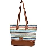 HKCLUF Tote Bag for Women,Woven Shoulder Bag for Woman Vegan Leather Hobo Purse Satchel Handbags With Zipper Pockets