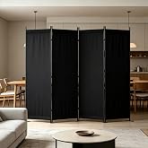 Room Divider, 4 Panel Folding Screen, 88&rdquo; Portable Separating 3 Feet(Black) | Partition Room Dividers, Lightweight Freestanding Wall Divider Screen Office Bedroom Hospital