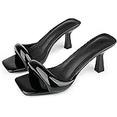 Cociy Women's High Heels Sandals Square Open Toe Heels Backless Slip on Heeled Mules for Party Wedding