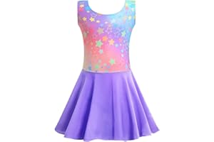 TENVDA Girls Ballet Leotards with Skirt Sparkly Sleeveless Gymnastics Dance Dresses Outfit (Toddler/Little Kid/Big Kids)