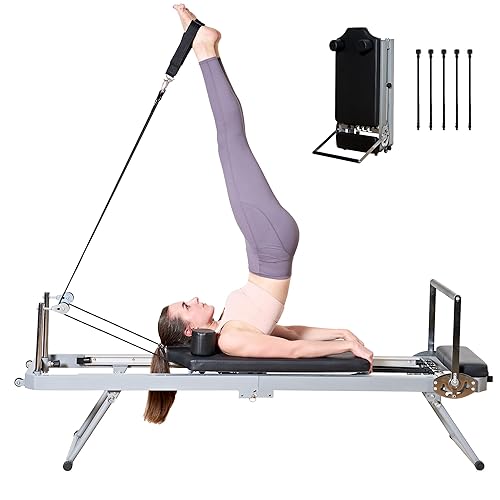 soges Foldable Pilates Reformer Machine for Home Gym, Pilates Workout  Equipment for Beginner, Cardio Fitness High Strength Rebounder, Up to 300  lbs