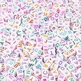 NITOPUPU Acrylic Letter Beads Alphabet Colorful Letter White Cube Beads for Friendship Bracelets and Gifts Souvenir Jewelry Making(6 * 6mm Cube, 900pcs)