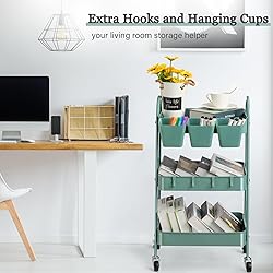 danpinera 3-Tier Rolling Cart, Metal Rolling