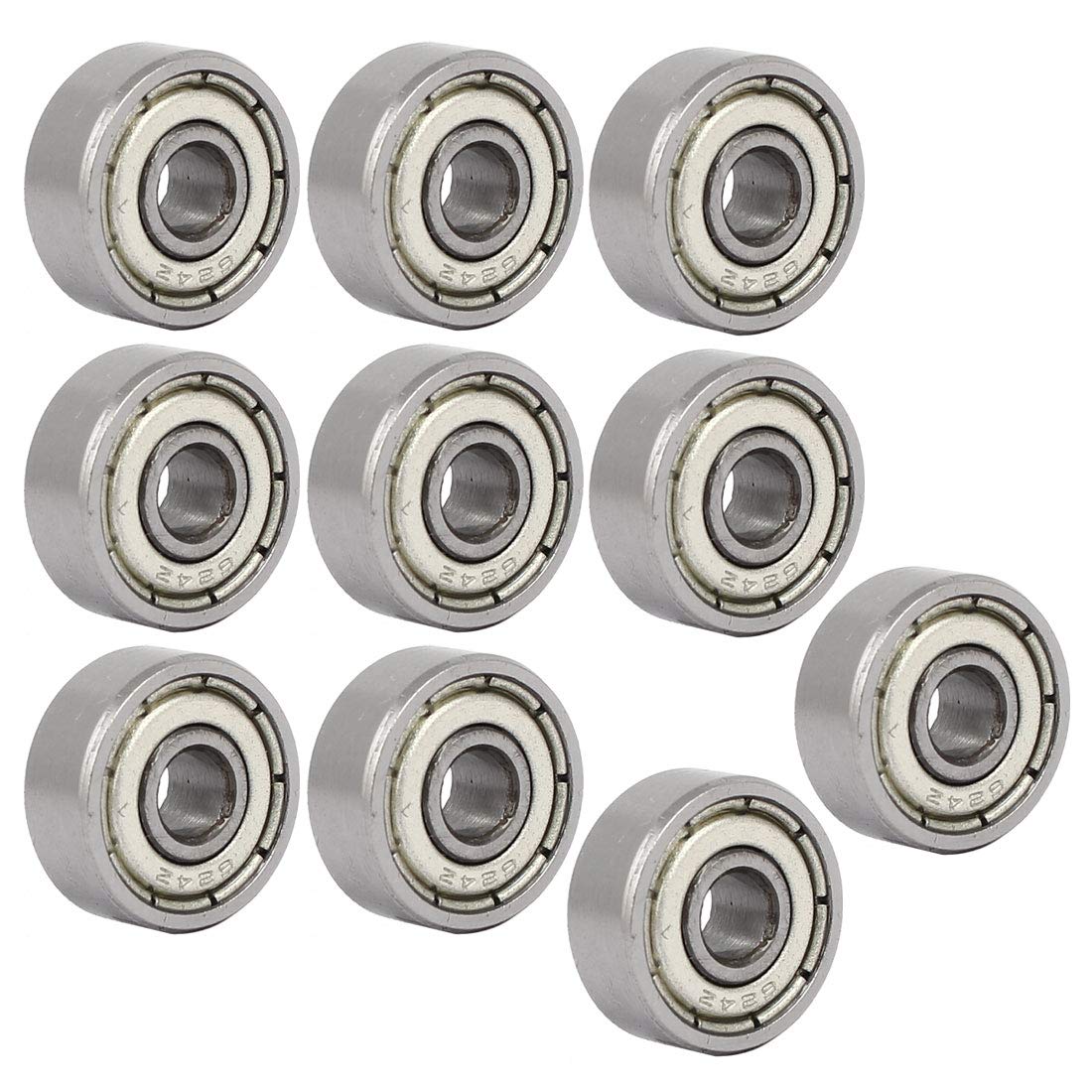 sourcingmap 624ZZ 13mmx4mmx5mm Steel Shielded Deep Groove Ball Bearings Silver Tone 10pcs