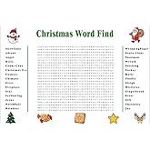 Christmas Word Search Poster - Large 35.4“ × 23.6” Holiday Word Search Wall Poster for Family Parties, Classroom & Office (30 Holiday-Themed Words)