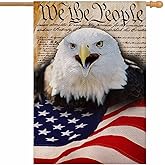 AOYEGO Constitution of America House Flag Vertical Double Sided Burlap We the People With Bald Eagle and American Flag Farmhouse Yard Outdoor Seasonal Flags Decoration 28 x 40 Inches