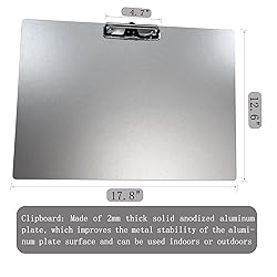 Horizontal Aluminum Clipboard,11x17 Inches Metal
