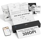 HPRT Portable Printer Wireless for Travel, Inkless Thermal Printer Matte | For iOS/Andorid/Laptop, Supports Thermal Paper, Supports 8.5"x 11"US Letter &amp; A4, A5 for Office/Home/School/Vehicles, Black