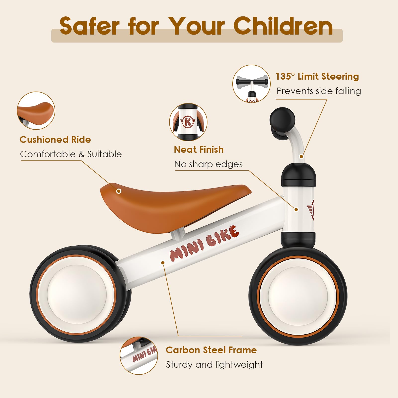 Baby Balance Bike for 1 Year Old Boys Girls Toddler Toys with 4 Wheels for Ages 12-24 Months - Toddler Balance Bike First Birthday Gifts | Ride On Toys for Boys & Girls