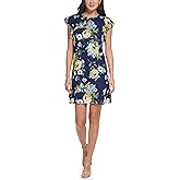 Jessica Howard Womens Ruffle Sleeve Jewel Neck Spring Dress