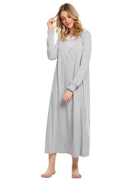 Amazon Com Asatr Women S Victorian Sleepwear Lace Long