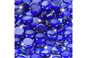 vchin Fire Pit Glass, Cobalt Blue Firepit Rocks for Propane Firepit, Fireplace and Outdoor Decorative, 3/4 High Luster 10LB Round Fire Glass Beads