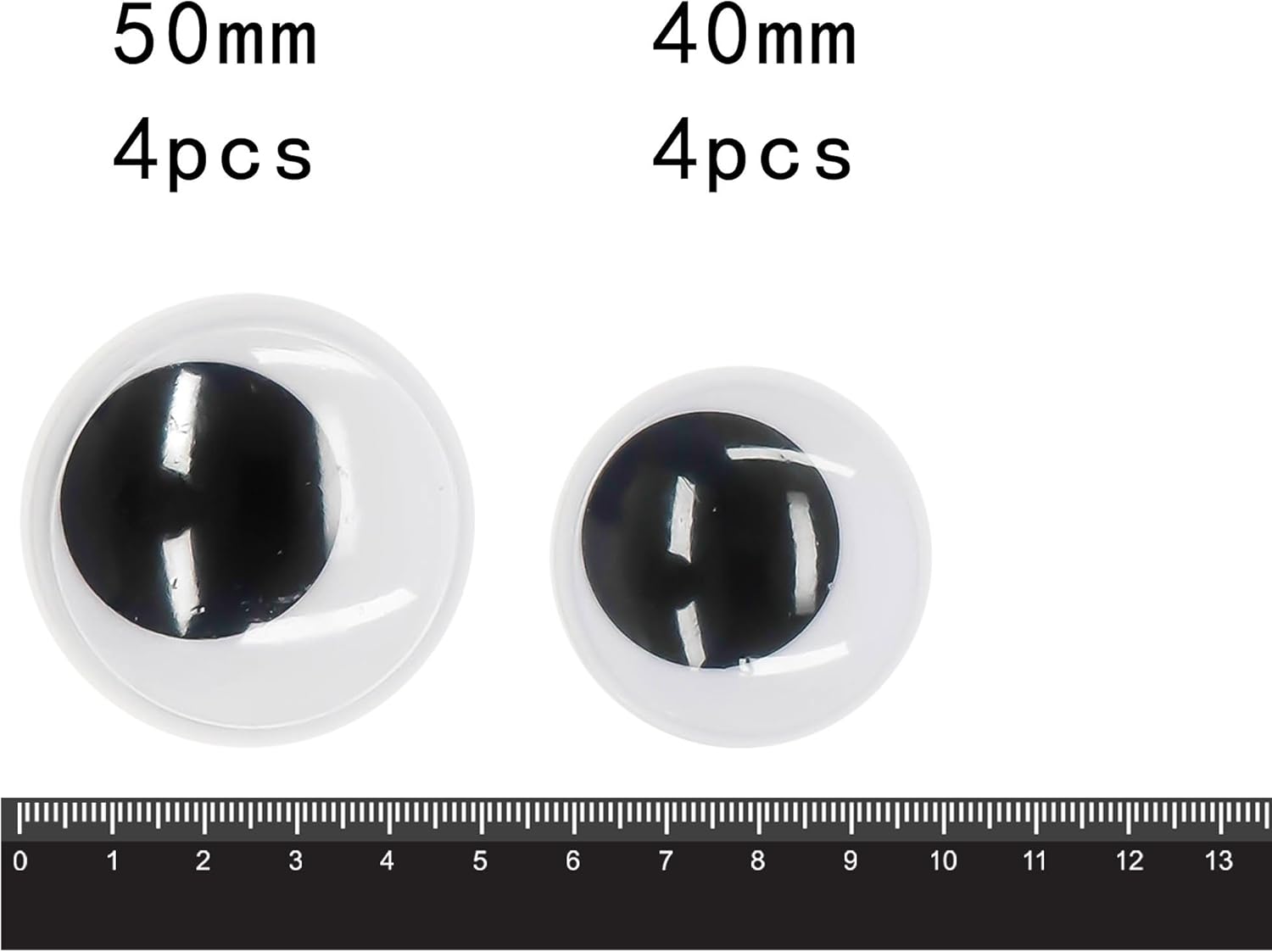 TOAOB 8pcs Large Googly Eyes Self Adhesive 40mm 50mm Sticky on Eyes Round Black White Plastic Craft Wobbly Eye for DIY Scrapbooking Crafts - Image 3
