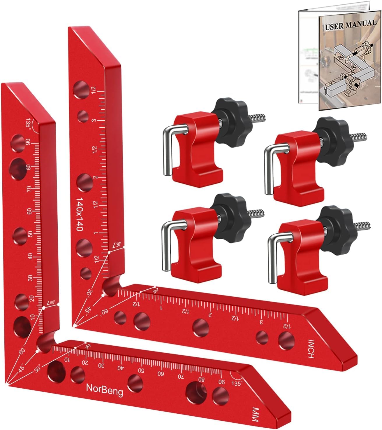 Right Angle Clamp,90 Degree Right Angle Positioning Square Clamp,Aluminum Alloy Corner Clamp,Carpenter Woodworking Tools,Block for Picture Frames Cabinets Drawers Box,Pack of 2 Set (14 cm