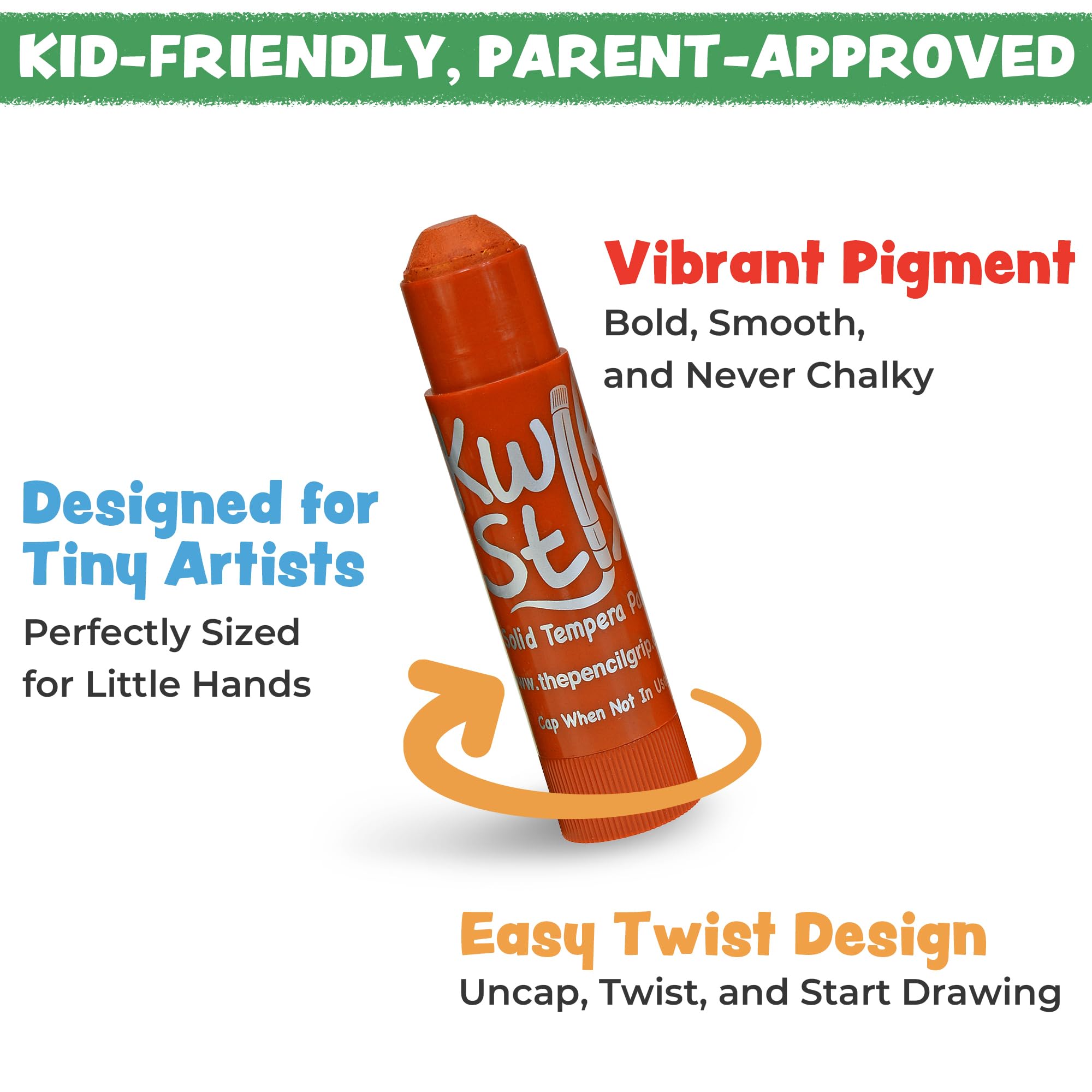 Kwik Stix Solid Tempera Paint Sticks, 12 Colors, Washable Paint Sticks for Kids, Super Quick Drying, Non-Toxic, Allergen Free, Comes in Classic Rainbow Colors, Ideal for Kids and Toddlers