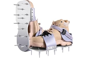 LEWEIO Lawn Aerator Shoes for Grass, Aerator Lawn Tool Pre-Assembled Aeration Shoes for Lawn, Heavy Duty Spike Shoes for Lawn Aerating, Soil Yard Aerator Shoes with Adjustable Strap for Yard Garden