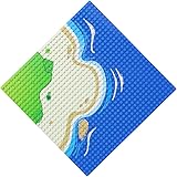 Feleph Classic Blue Baseplate for City Road Beach, Ocean Island Street Water Base Plate 10 x 10 Inches, Pirates Sea Toy Kit for Major Brands Building Bricks (Curved 1PC)