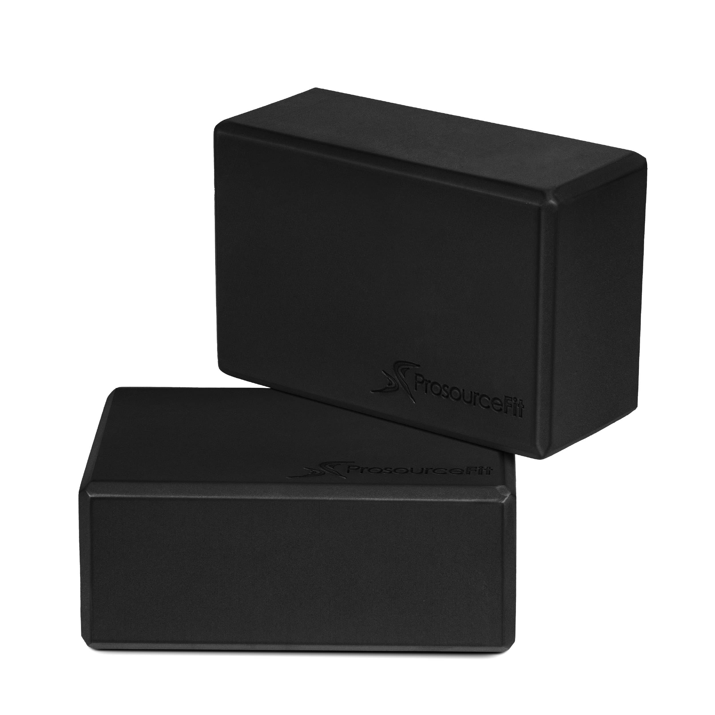ProsourceFit Foam Yoga Blocks, High Density EVA Yoga Bricks (Set of 2), Black, blackone