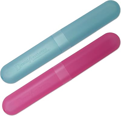 Dental Aesthetics Toothbrush Case Travel Cover Set 2 Pink Blue