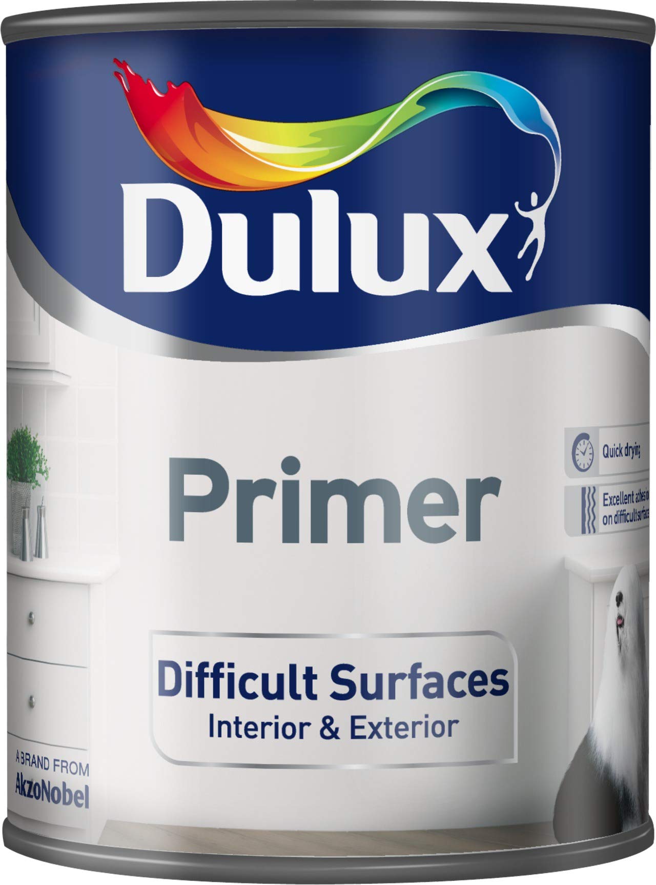 Dulux Primer 750ml for UPVC Window Frames Door Kitchen Cupboard Hard