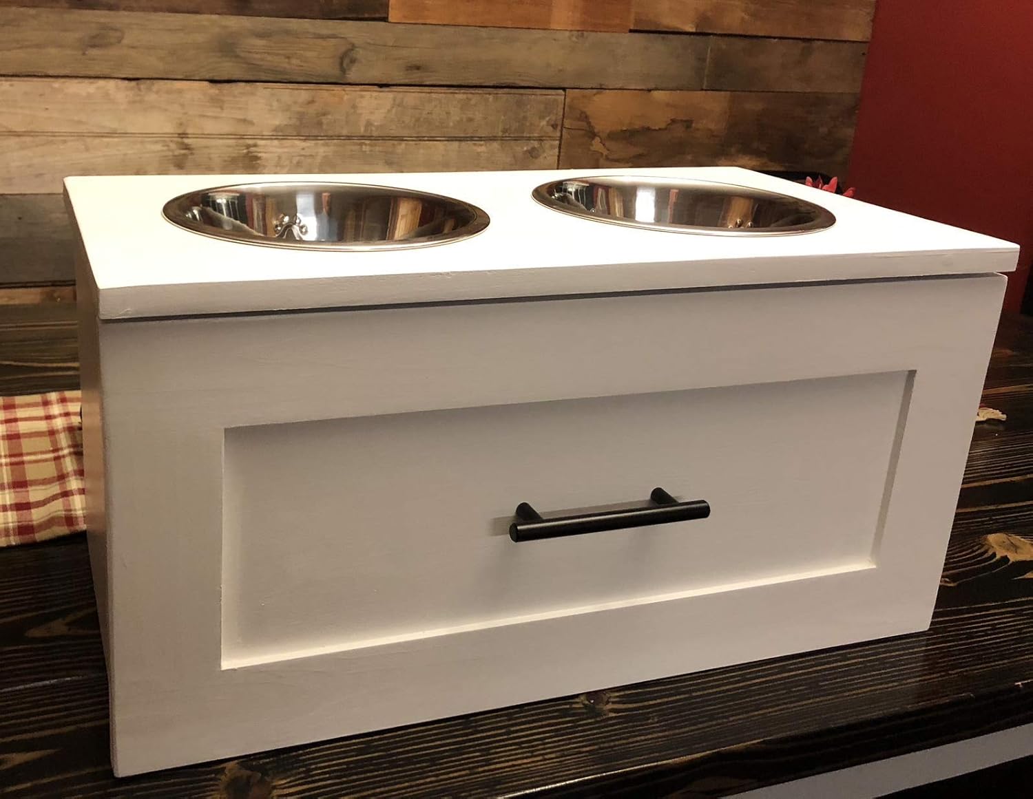 Shaker Style Raised Dog Feeder With Storage Drawer Pet Supplies